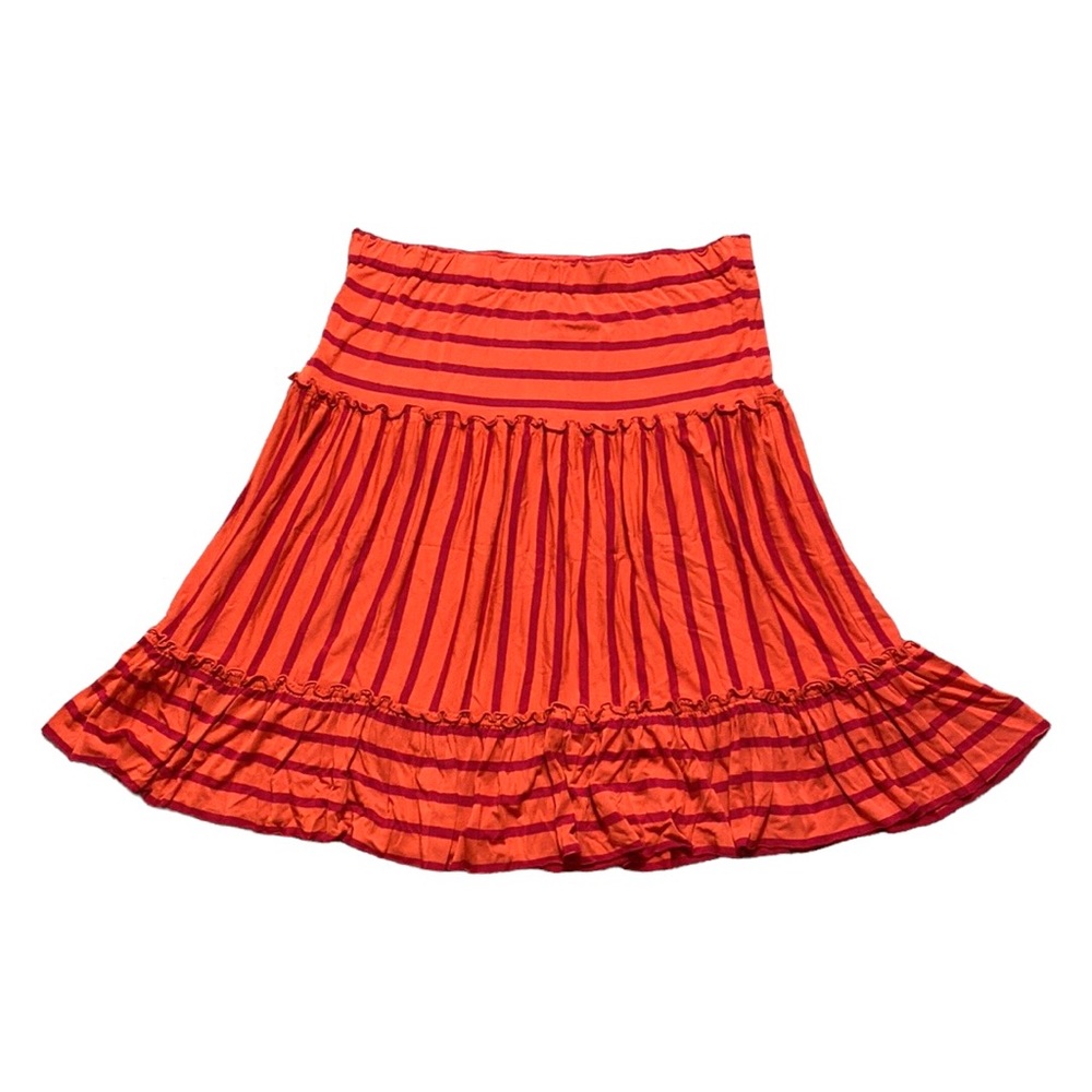 Calvin Klein Orange Striped Super Soft Midi Skirt S - Picture 1 of 5